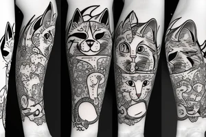 Cat and dog tattoo idea