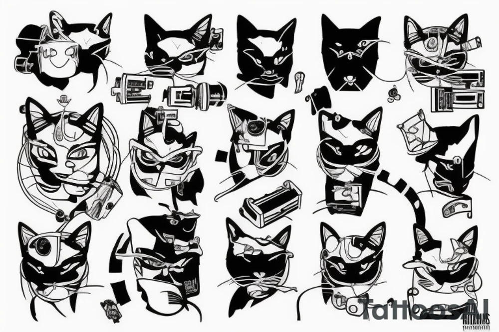 Cyberpunk cat tattoo idea