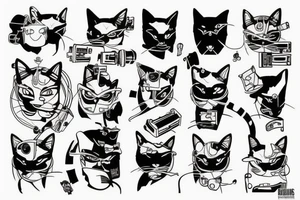 Cyberpunk cat tattoo idea