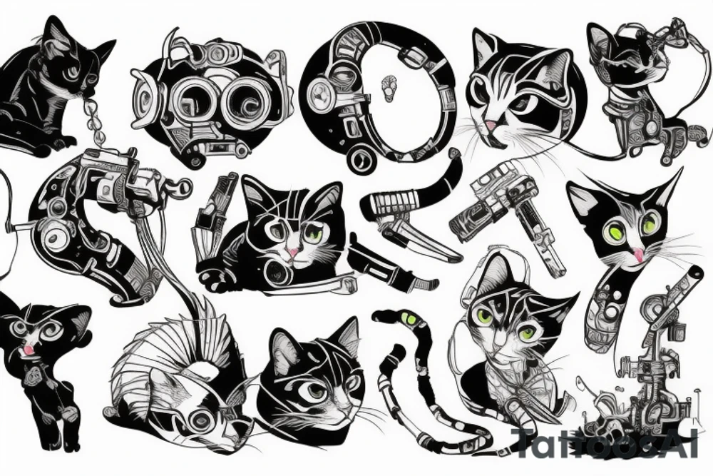 Cyberpunk cat tattoo idea