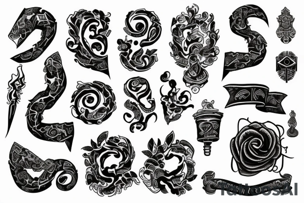 ancient scroll of paper with symbols tattoo idea