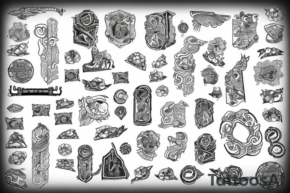 ancient scroll of paper with symbols tattoo idea