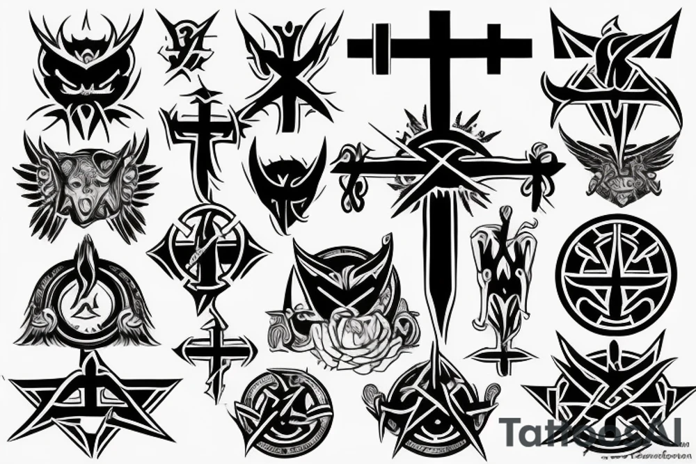 satanic cross tattoo idea
