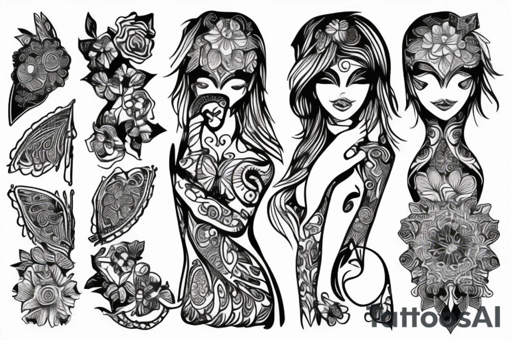 Tatuaż w stylu love self kobieta z  kwiatem Marigold tattoo idea