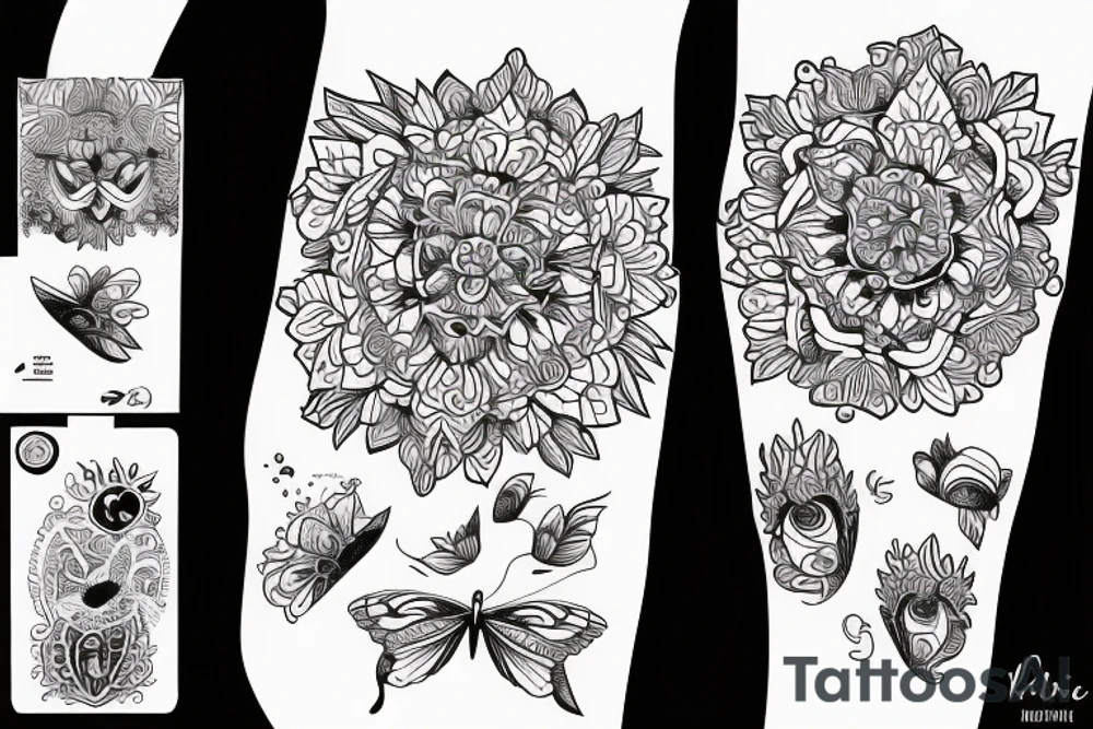 Tatuaż w stylu love self kobieta z  kwiatem Marigold tattoo idea