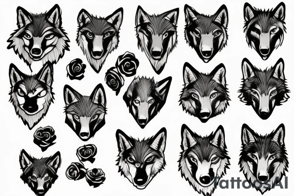 Wolf rose tattoo idea