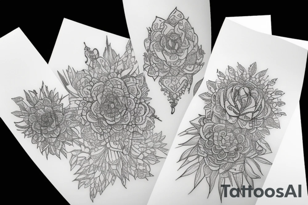 Tatuaż w stylu love self kobieta z  kwiatem Marigold tattoo idea