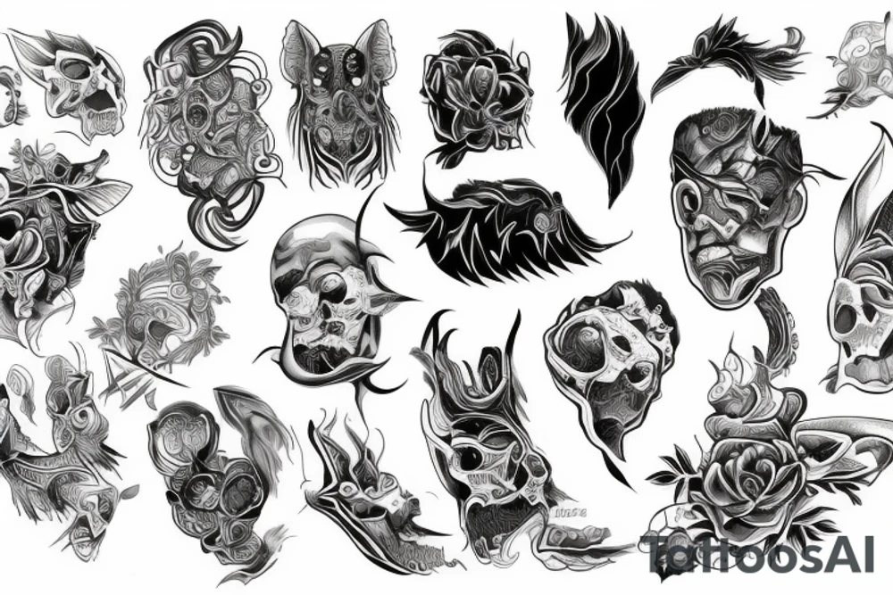 Lew,morze,kwiaty tattoo idea