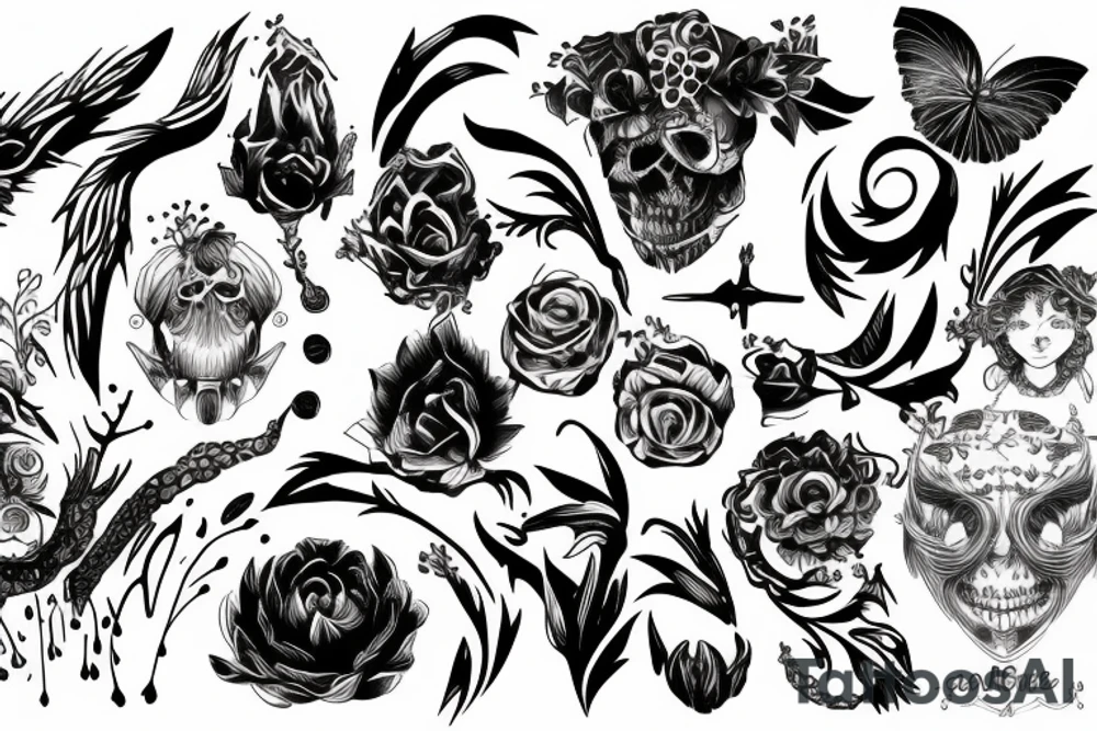 Lew,morze,kwiaty tattoo idea