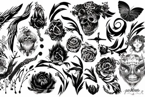 Lew,morze,kwiaty tattoo idea