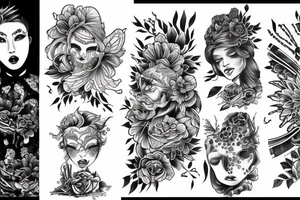 Lew kwiaty morze tattoo idea