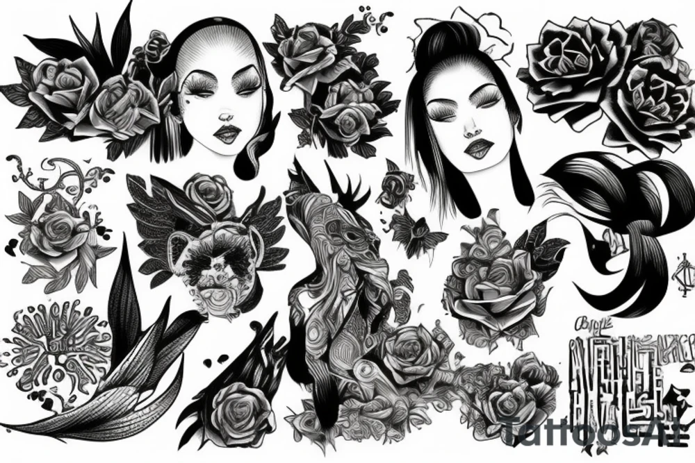 Lew kwiaty morze tattoo idea