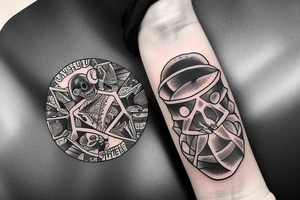 UFO kidnapped a human from cthulu tattoo idea