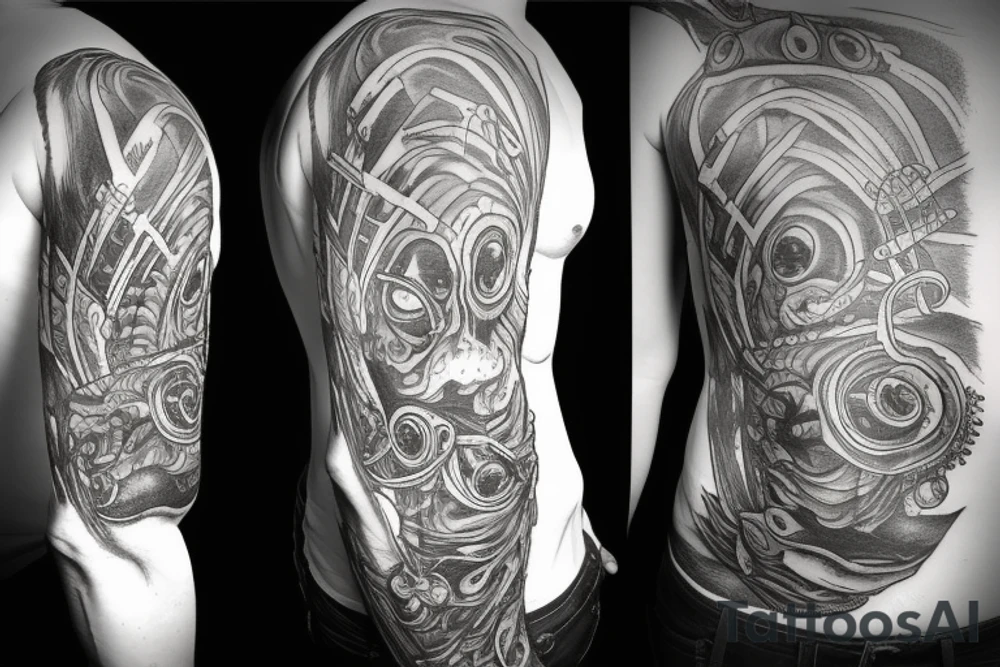 UFO kidnapped a human from cthulu tattoo idea