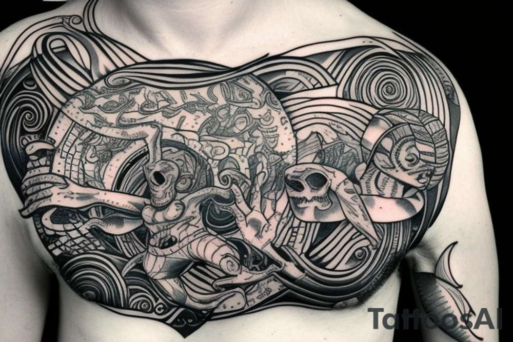 UFO kidnapped a human from cthulu tattoo idea