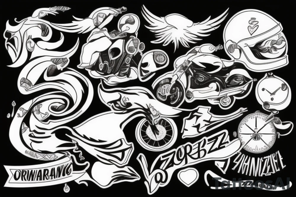 Związany z Strażą oraz z motocyklami tattoo idea