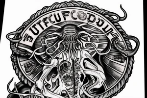UFO kidnapped a human from Cthulhu tattoo idea