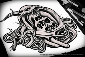 UFO kidnapped a human from Cthulhu tattoo idea