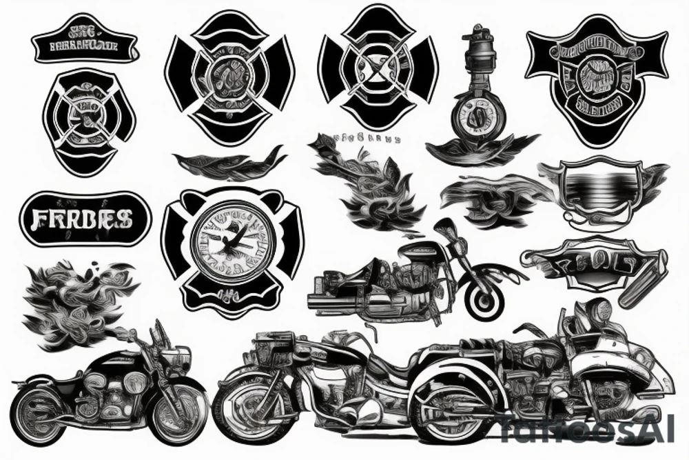 fire brigade and motorcycles tattoo idea
