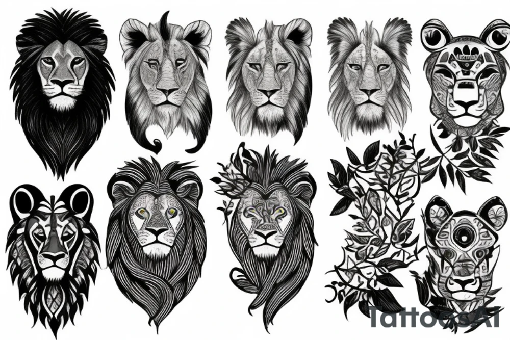 Lion in the forest tattoo idea