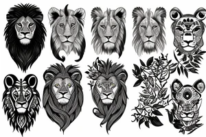 Lion in the forest tattoo idea