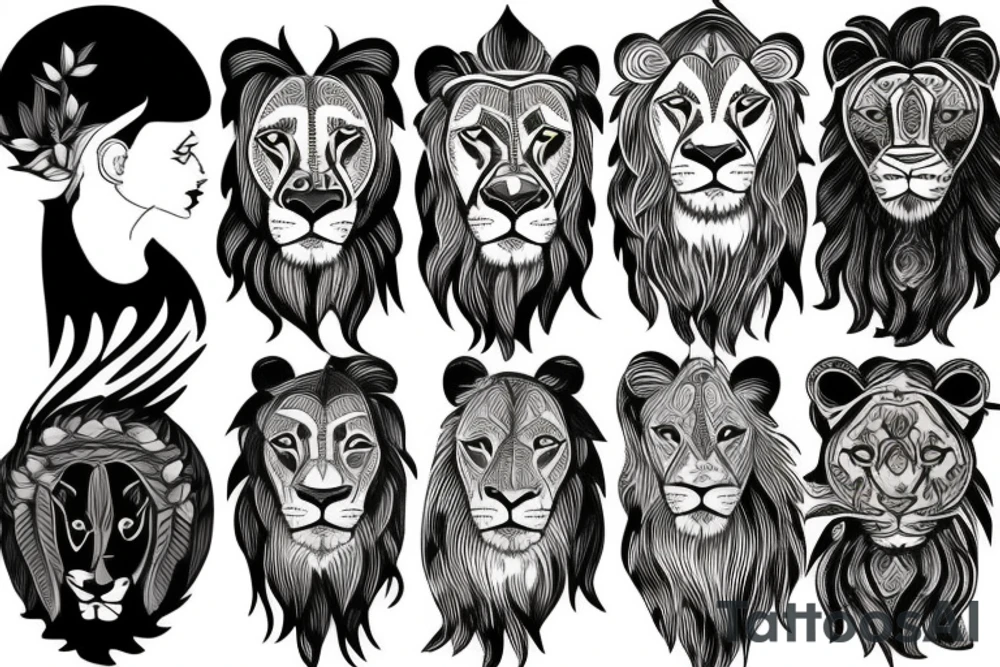 Lion in the forest tattoo idea
