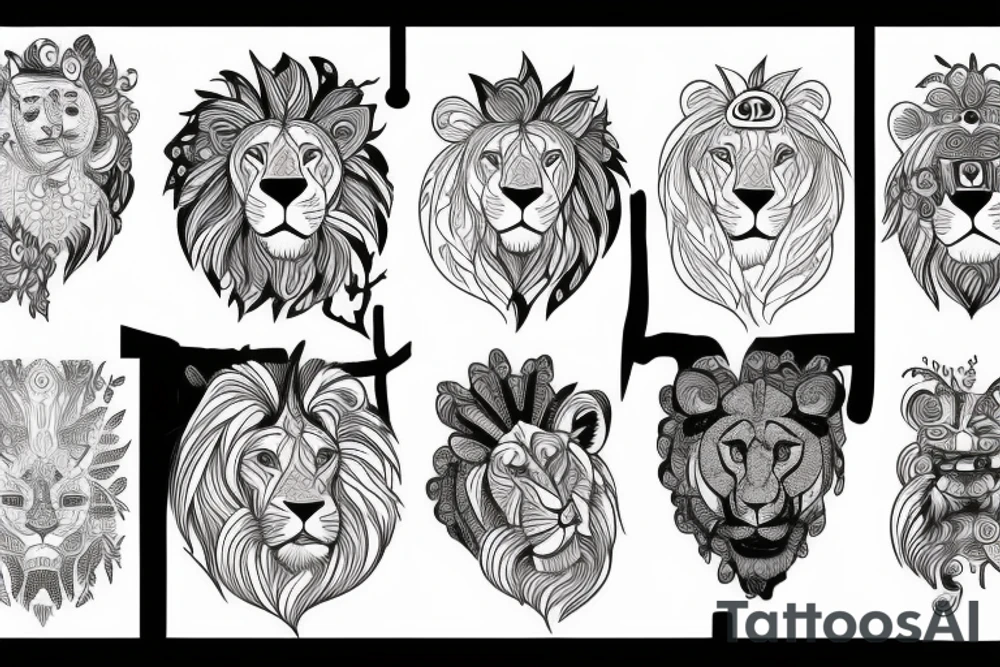 Lion in the forest tattoo idea