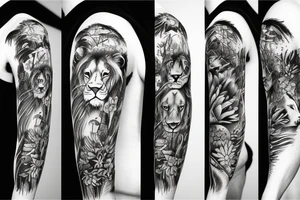 Lion in the forest tattoo idea
