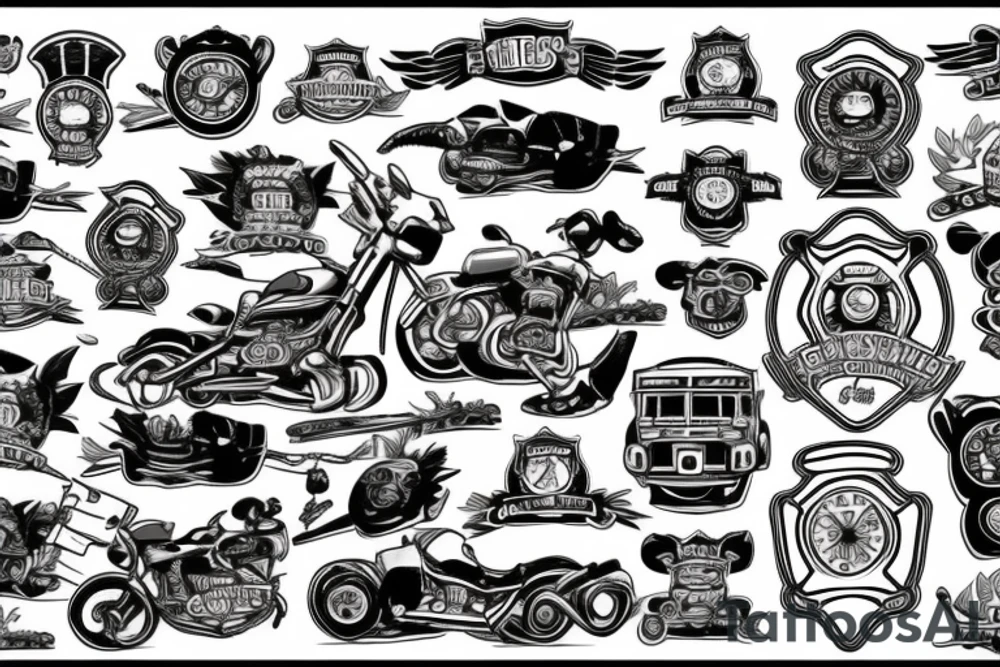 fire brigade and motorcycles tattoo idea
