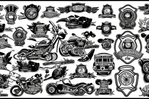 fire brigade and motorcycles tattoo idea