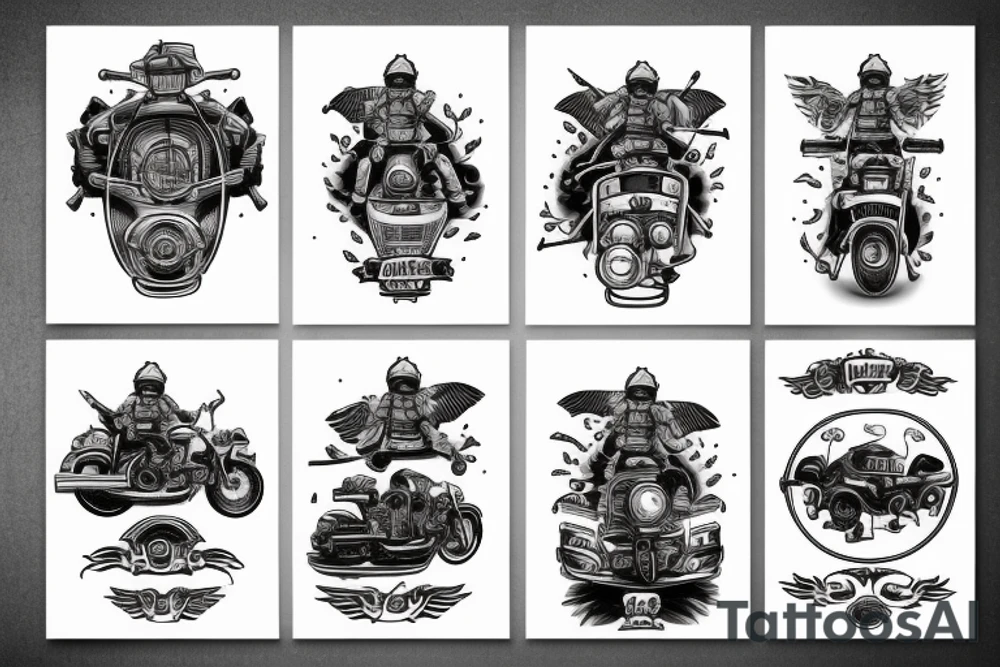 fire brigade and motorcycles tattoo idea