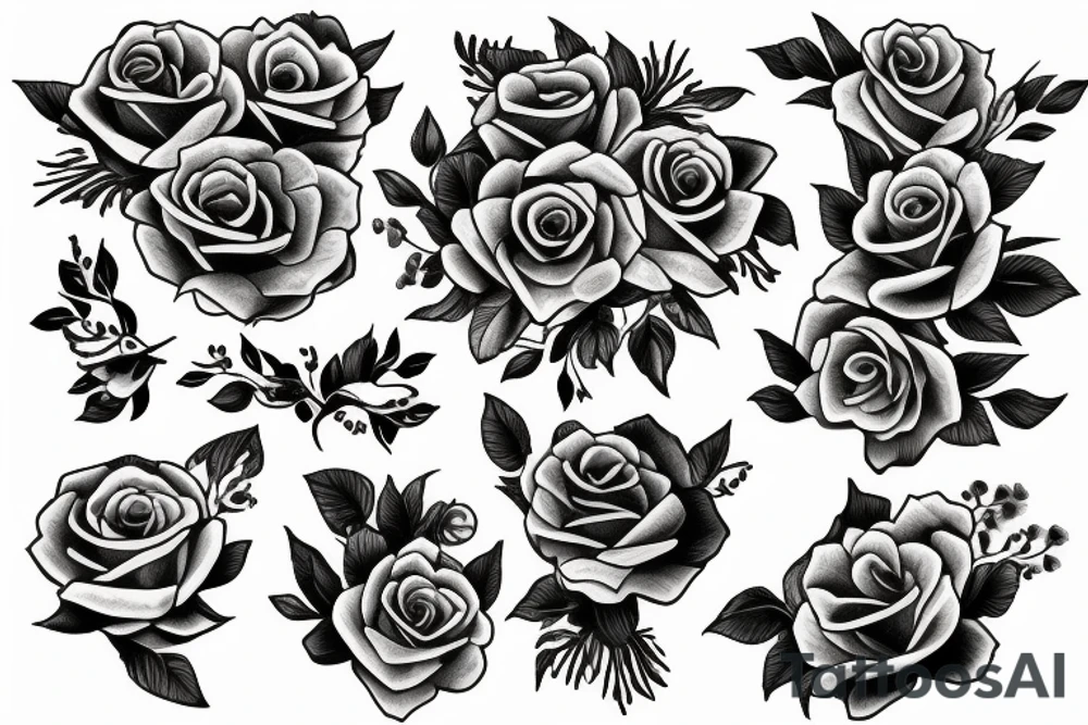 gun with roses tattoo idea