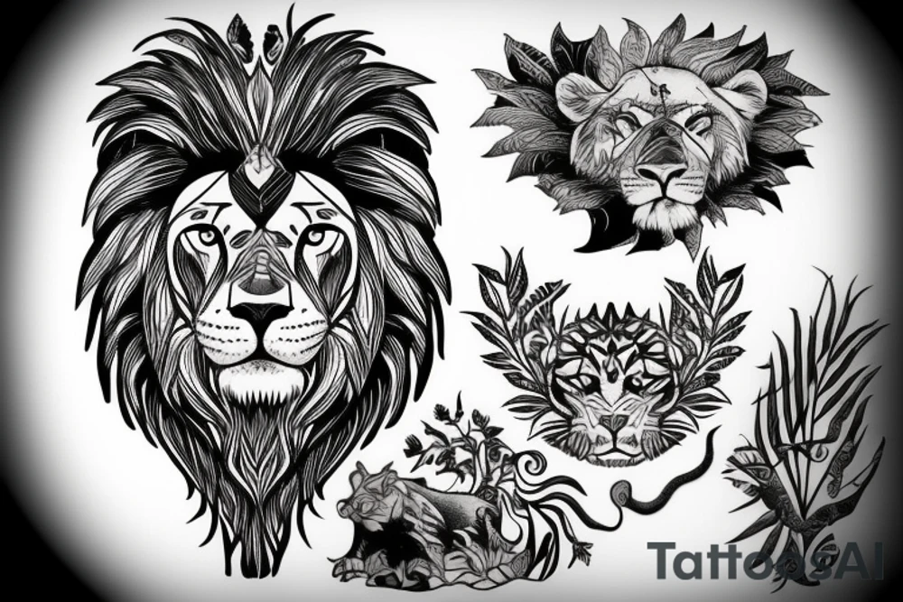 Lion in the jungle tattoo idea