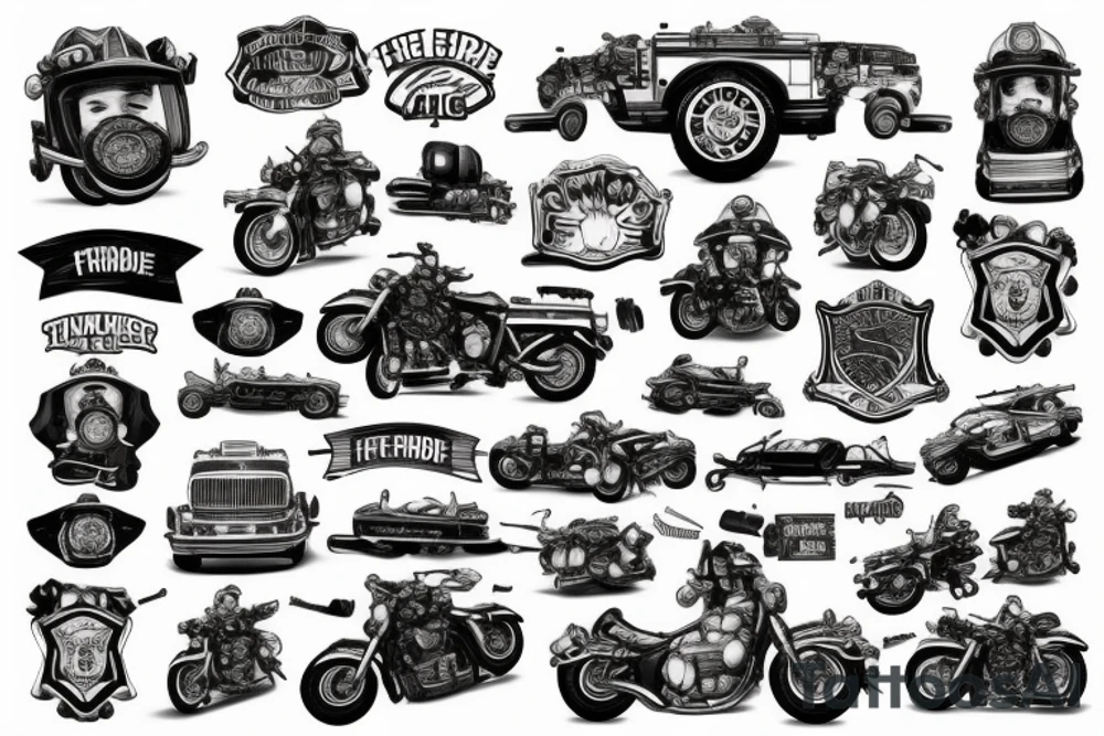 fire brigade and motorcycles tattoo idea