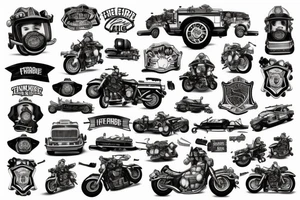 fire brigade and motorcycles tattoo idea