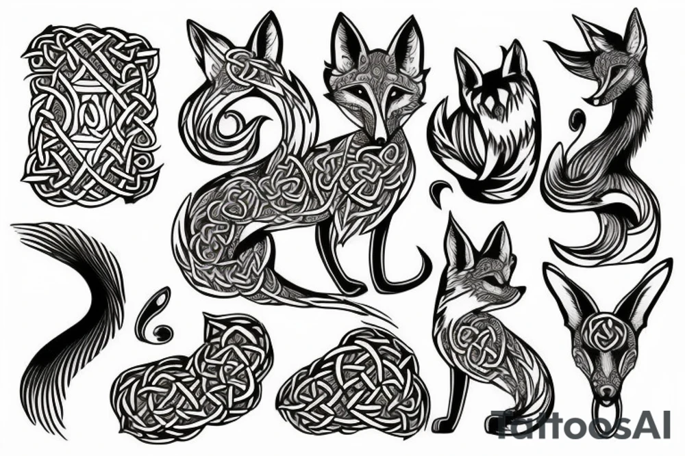 Fox in celtic style tattoo idea