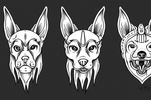 three-headed dog with the head of fenrir, anubis and cerberus tattoo idea