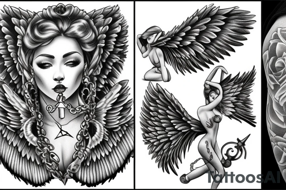 Angel chains tattoo idea