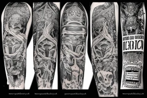 sentence about prayer, work and death tattoo idea