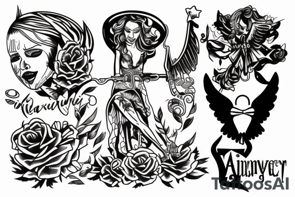 Gangster angel prisoner shoot tattoo idea