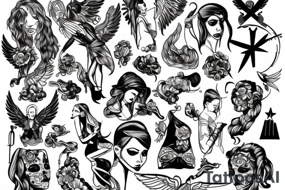 Gangster angel prisoner shoot tattoo idea