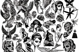 Gangster angel prisoner shoot tattoo idea