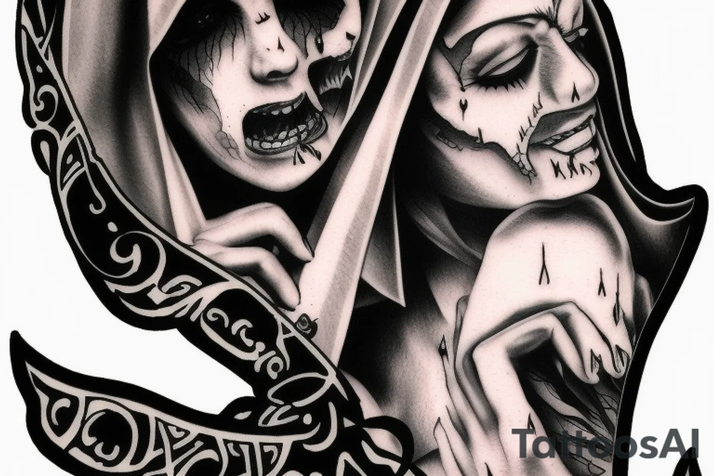 Demonic nun tattoo idea