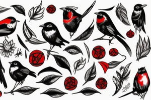 Black and red robin tattoo idea