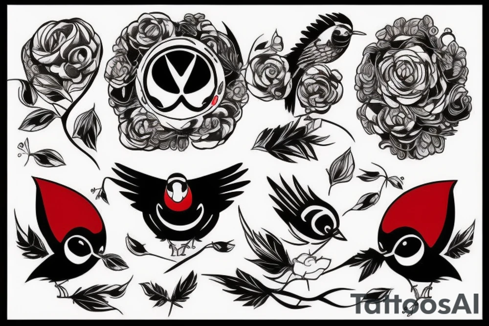 Black and red robin tattoo idea