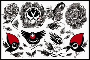Black and red robin tattoo idea