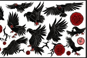 Black and red raven tattoo idea
