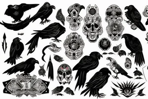 Black and red raven tattoo idea