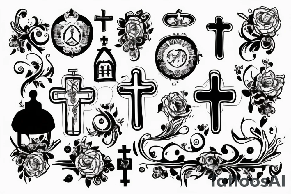 Church with upside down cross tattoo idea