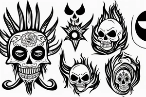 Nun with a flames and skull and demonic eye tattoo idea